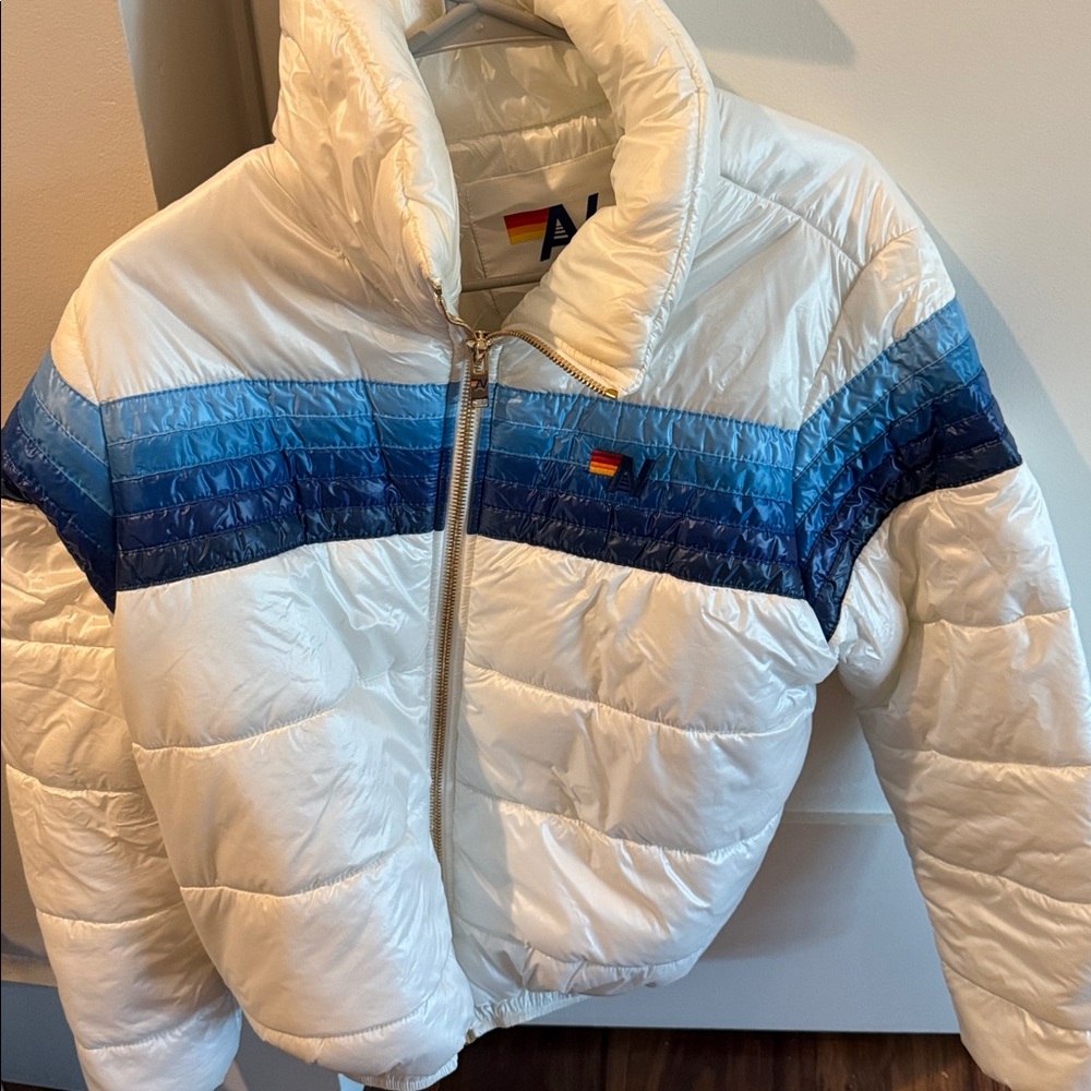 AVIATOR NATION- White and Blue Puffer Jacket- gently worn- EXCELLENT condition